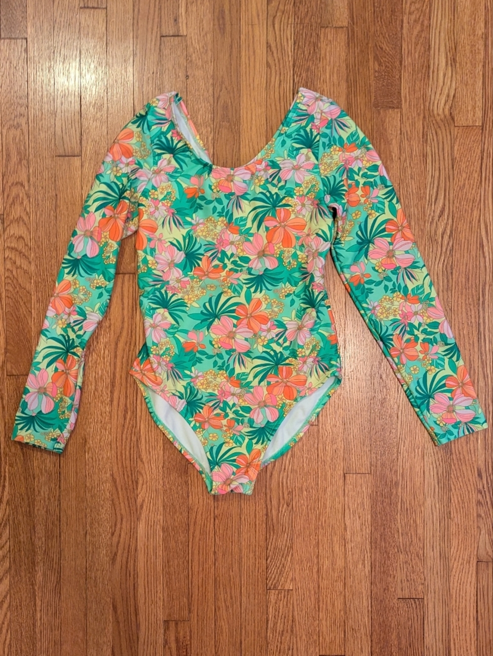 art class Green Floral Long-Sleeve One-Piece Swimsuit